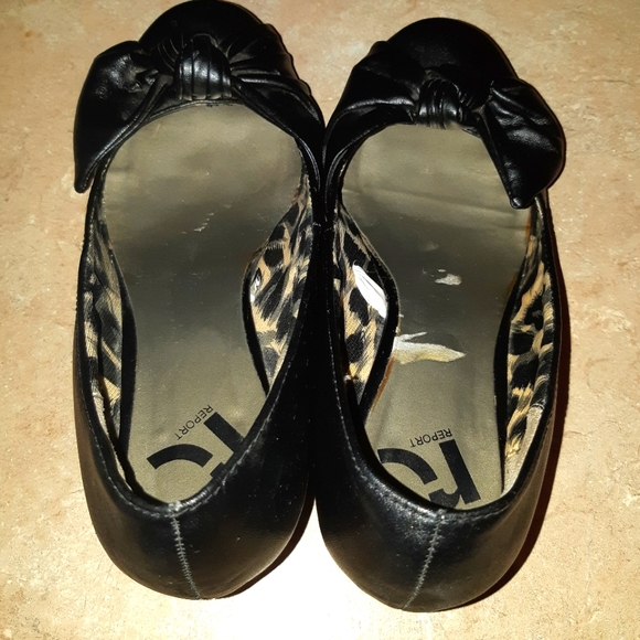 Report Black Wedge Heels with Bow - Picture 6 of 10